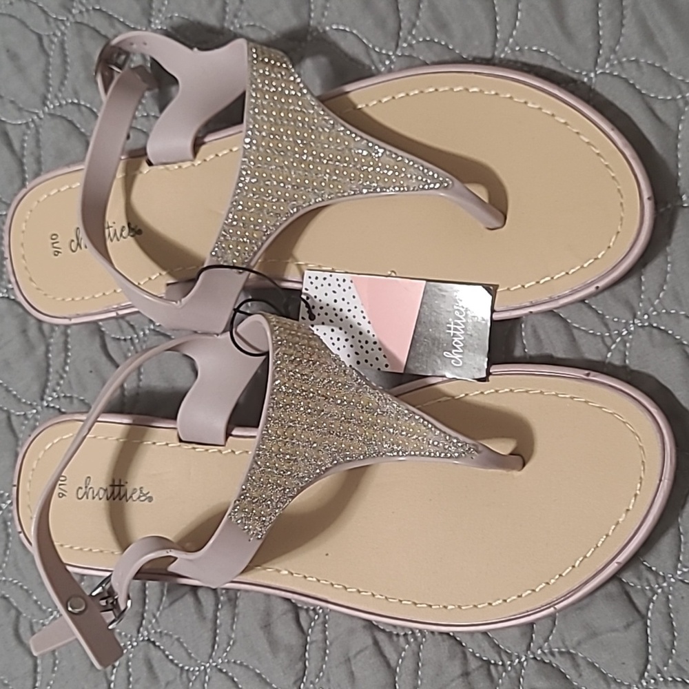 Chatties Cushioned Insole Rhinestone Thong Sandals